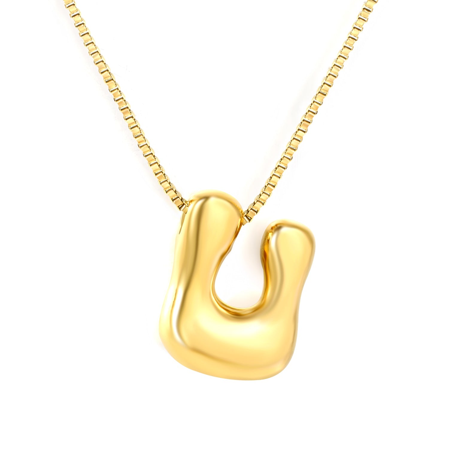 Alphabet Pendant A-Z 1.2 Box 40+5cm + 6mm Round Tail Tag Necklace Gold asonjewelry